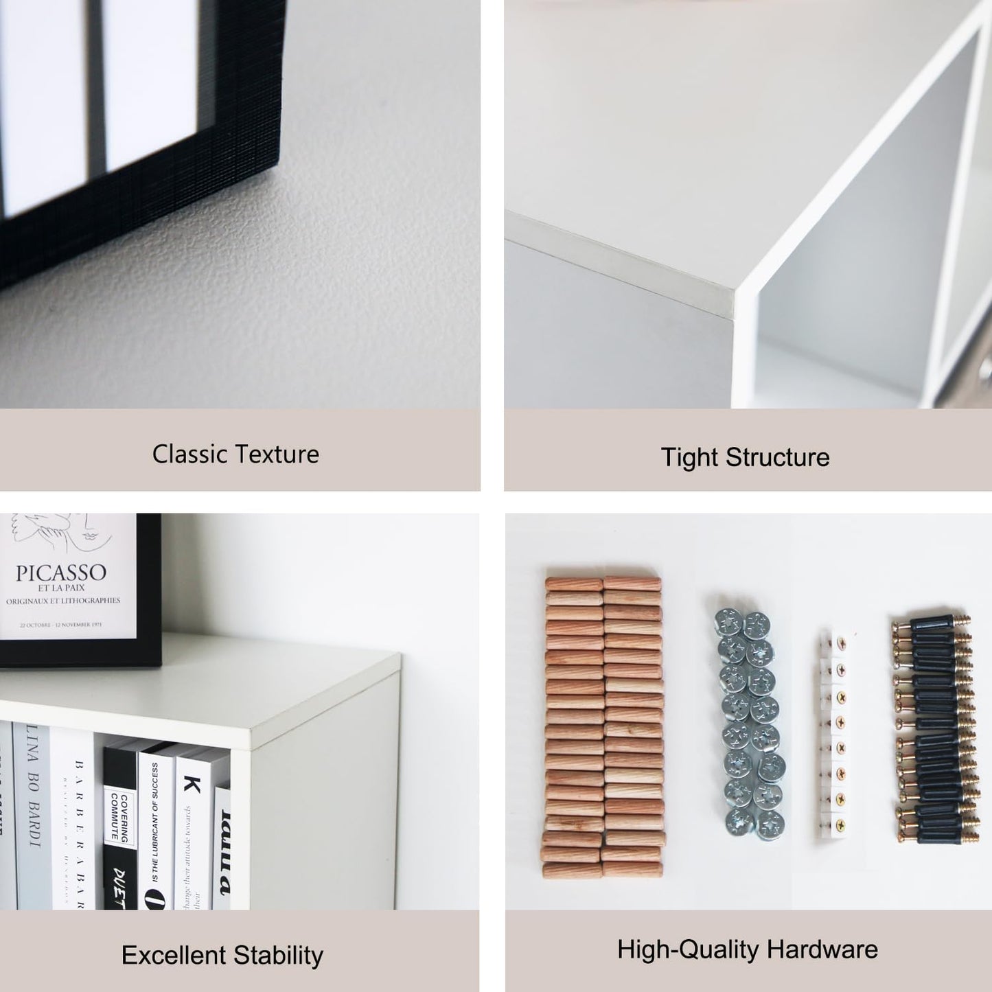 Wooden 6 Cube Storage Organizer with Closed Back Panel, White Cube Shelf Heavy Duty Cubby Storage Organizer with Compartments for Living, Display Shelf