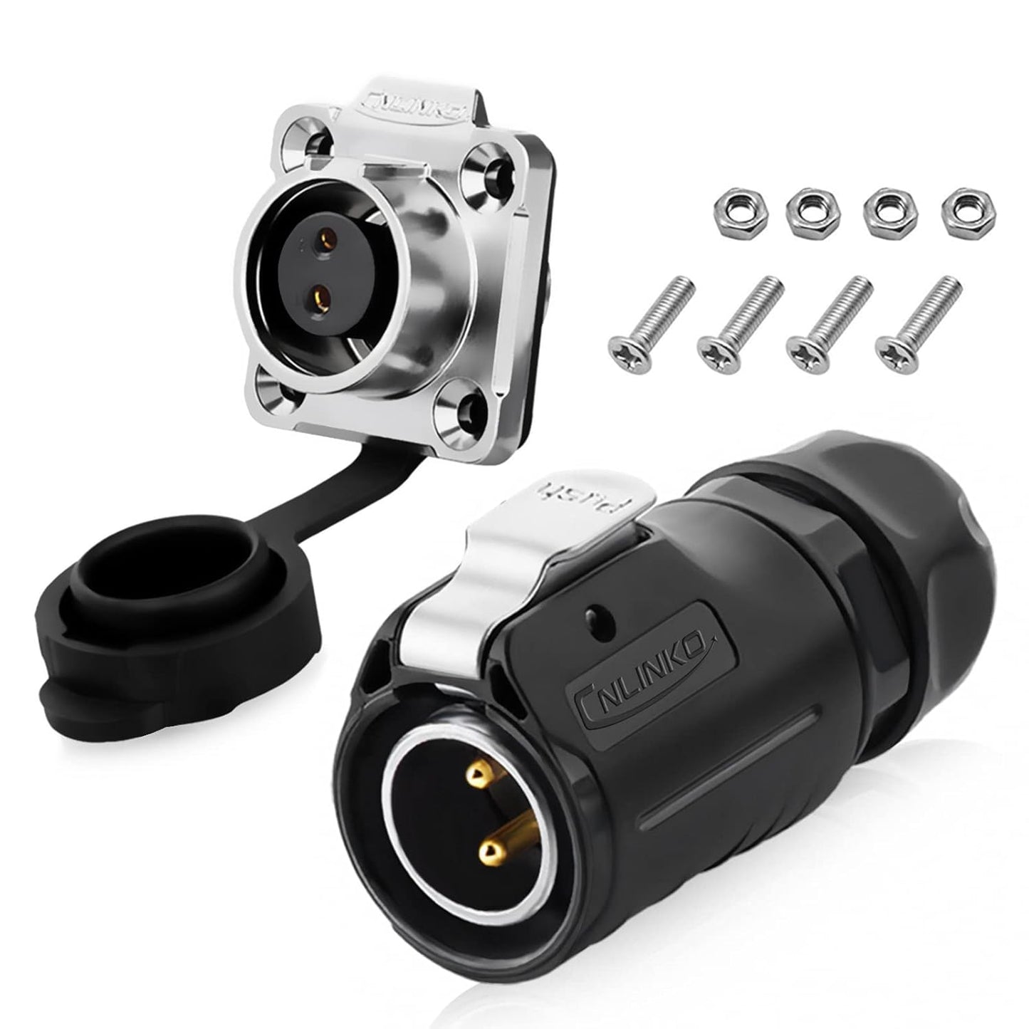 2 Pin Waterproof Connectors, Aviation Cable Connectors for Automotive, Marine, Lights Electrical Wire Connections (Solder, M20)