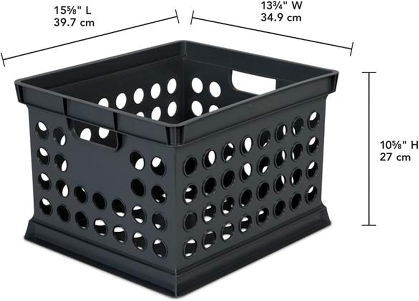 Sterilite Stackable Plastic Storage Crate Bin Organizer File Box with Handles for Home, Office, Dorm, Garage, or Utility Organization, Black, 18-Pack