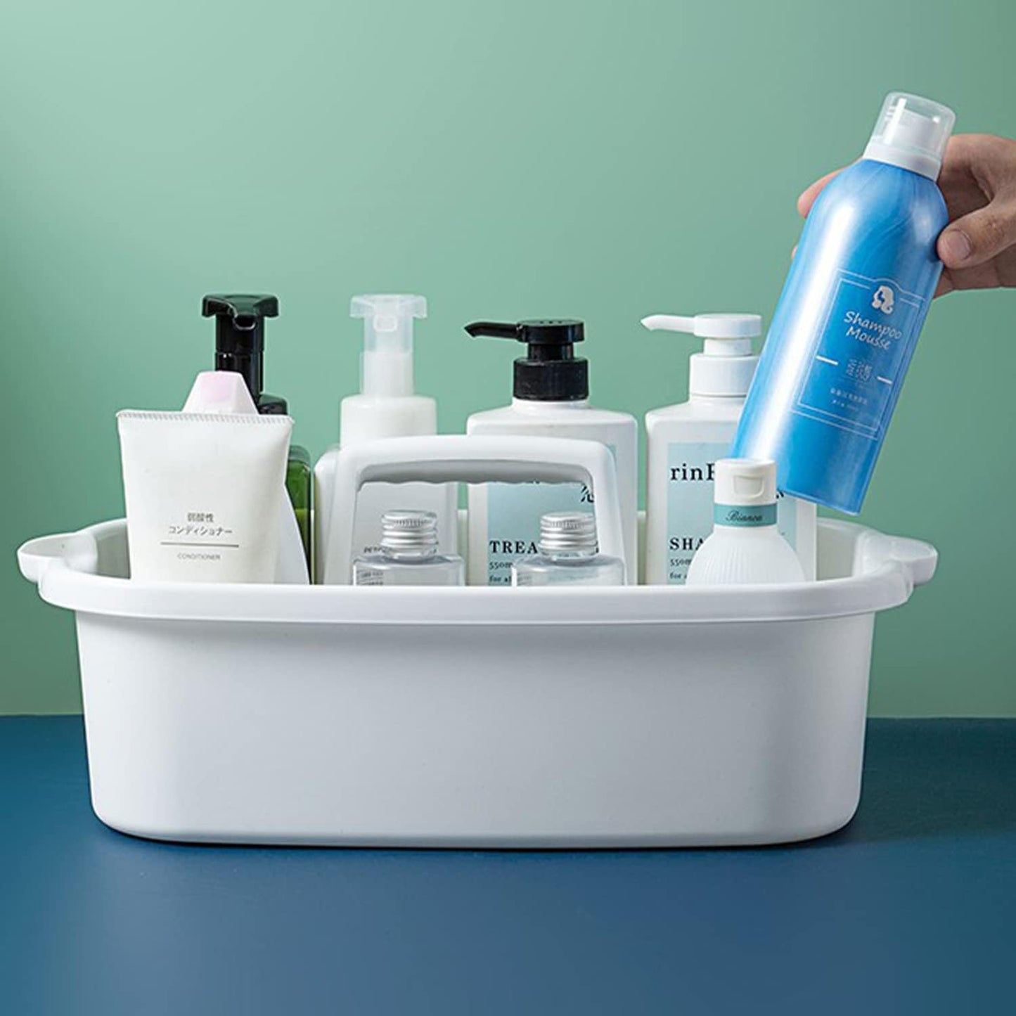 Haundry Large Cleaning Supplies Caddy with Handle, Plastic Storage Bucket Organizer for Cleaning Products, Shower Caddy Basket for Car, Dorm, Bathroom, Garden, Kitchen -White