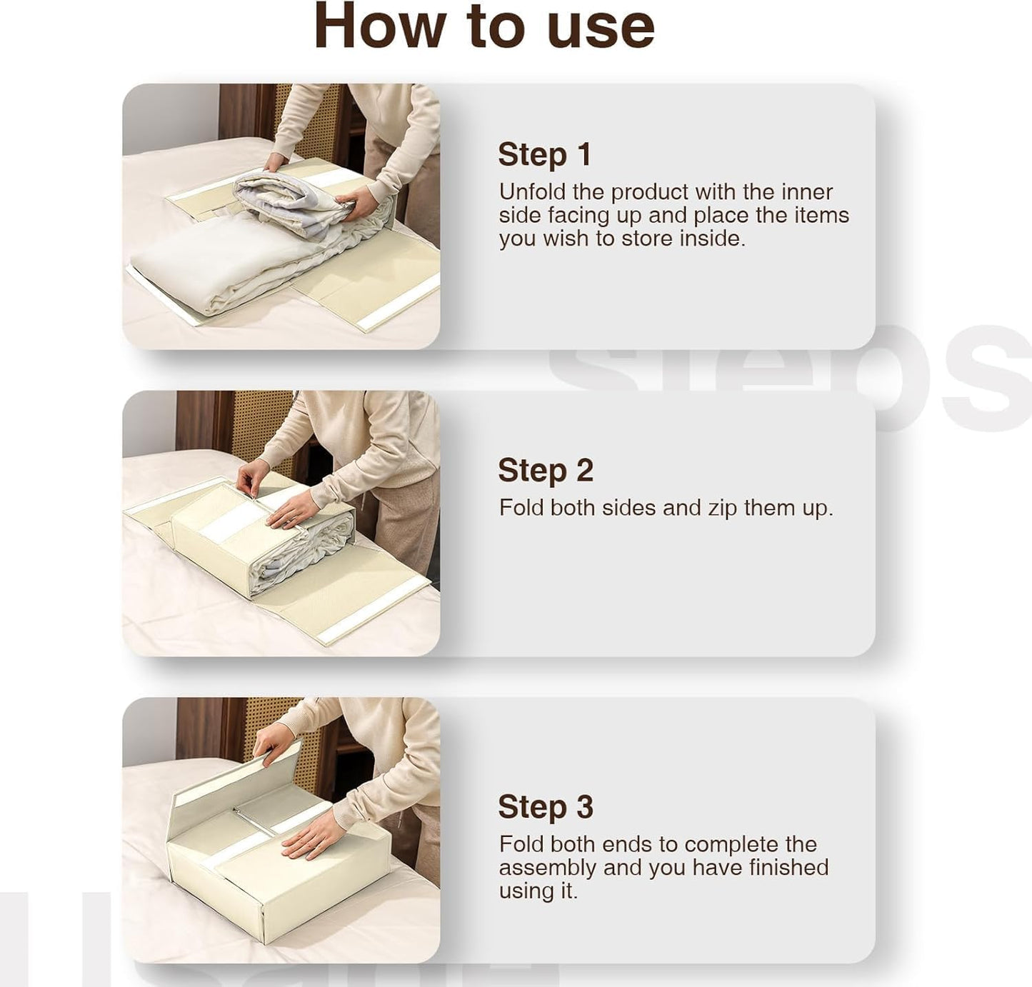 DIMJ Bed Sheet Organizers and Storage 8 Pack - Foldable Sheet Organizer for Linen Closet, Bedding Storage Box for organization, Sheets Set Folder Keeper with Window(King & Queen Size), Beige