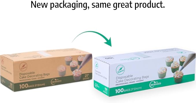 Keenpioneer Disposable Piping Bags, Biobased, 21 Inch, Extra Thick Cake Decorating Pastry Bags, Pack of 100 in a Dispenser Box, Clear, Professional Grade for Chefs and Home Bakers