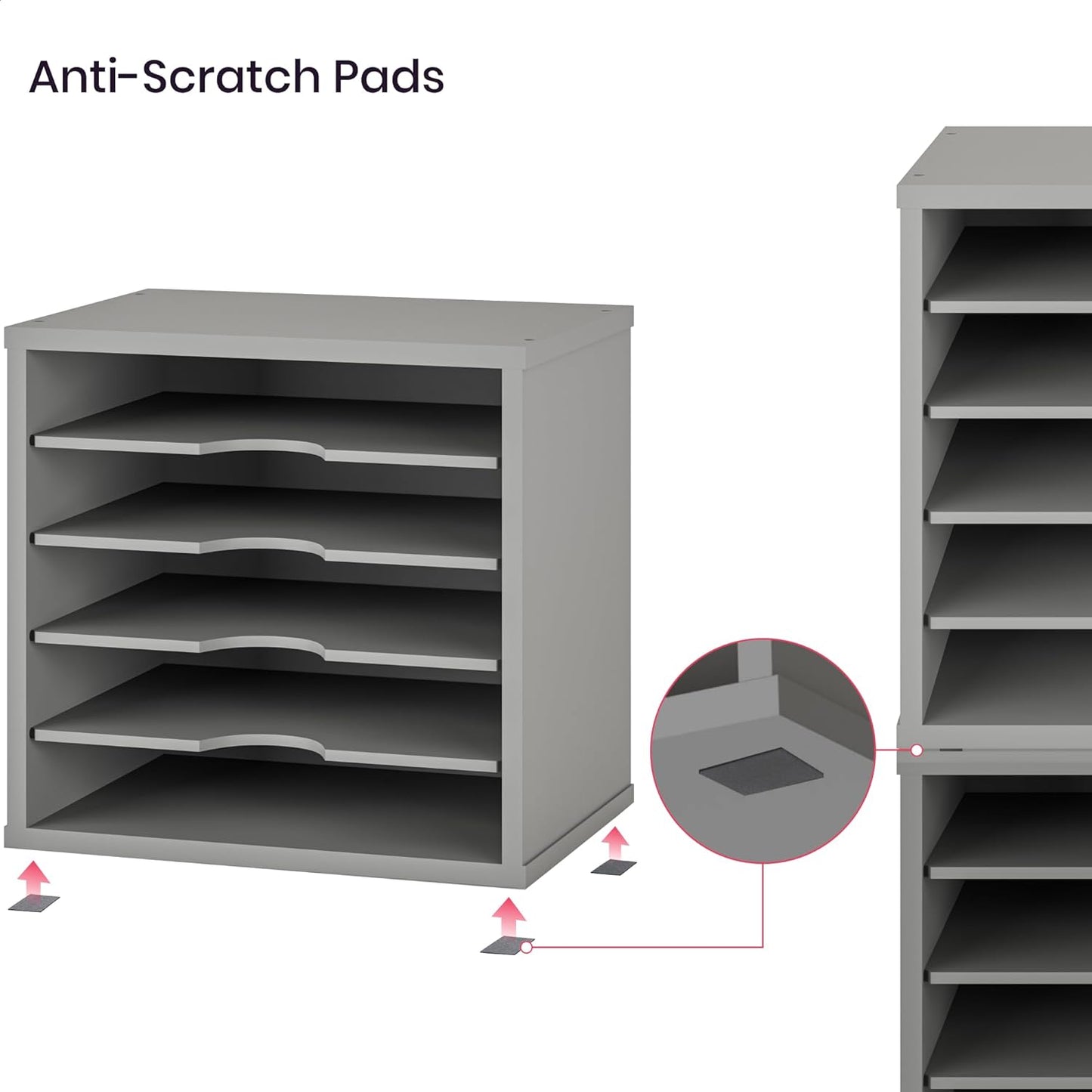 Ballucci File Organizer Paper Sorter, 5 Tier Adjustable Shelves Office Desk Organizer, 13 5/8" x 9 1/4" x 12", Gray