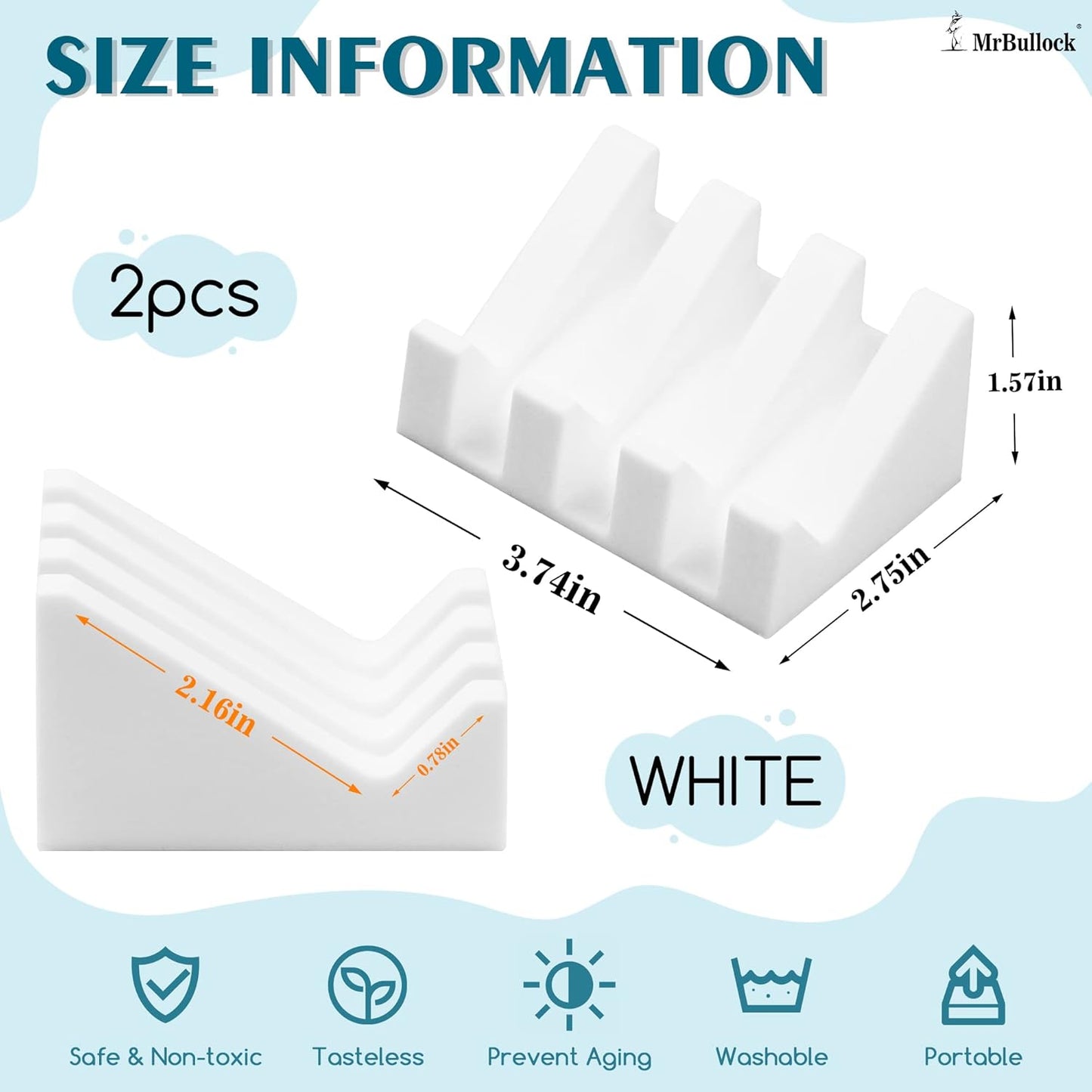 Silicone Soap Dish for Bar Soap Holder for Shower Bathroom Self Draining Waterfall Drying Tray Keep Soap Bars Dry Clean & Easy Cleaning (White/Pink, 2)