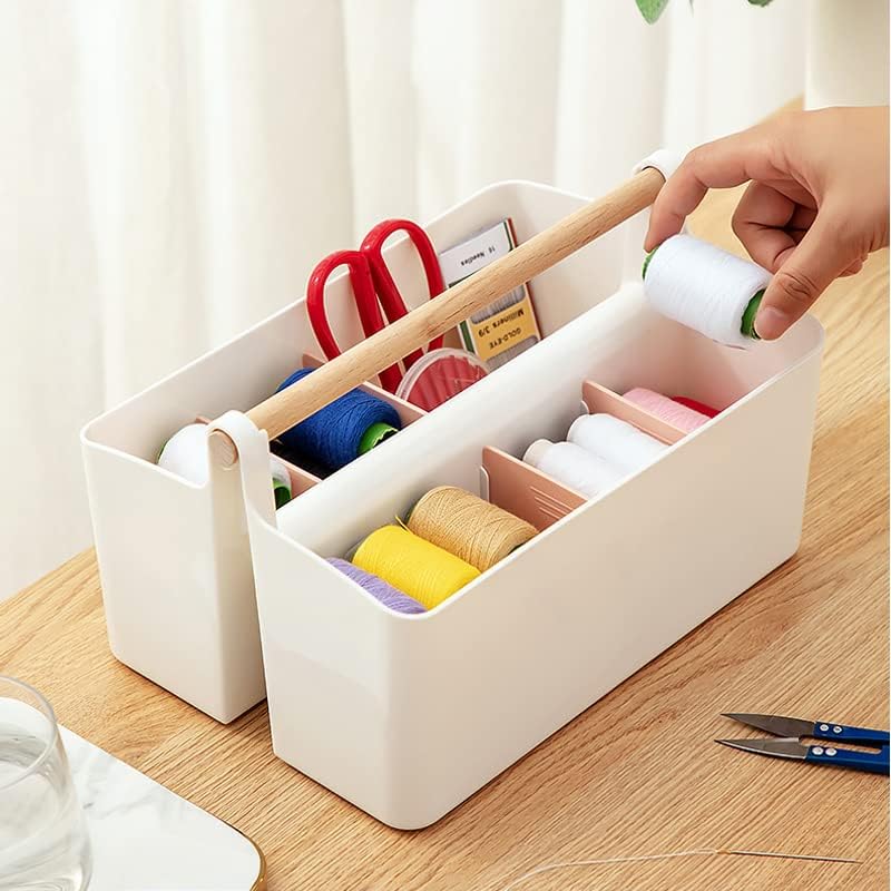 3 pcs Large Portable Caddy with Handle, School Office Art Supplies, DIY Divided Basket for Crafts Colored Pencils Pen Holds Brushes (Pink Dividers)