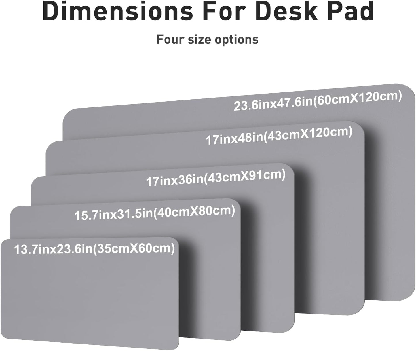 Aothia Faux Leather Desk Mat – Large Mouse Pad, Non-Slip PU Leather Blotter, Waterproof Writing Surface for Office and Home (Light Grey, 47.2" x 23.6")