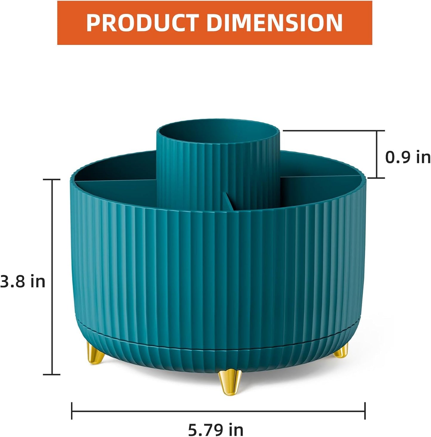 Marbrasse Desk Organizer, 360-Degree Rotating Pen Holder, Desk Organizers and Accessories with 5 Compartments Pencil Organizer, Art Supply Storage Box Caddy for Office, Home（Green）