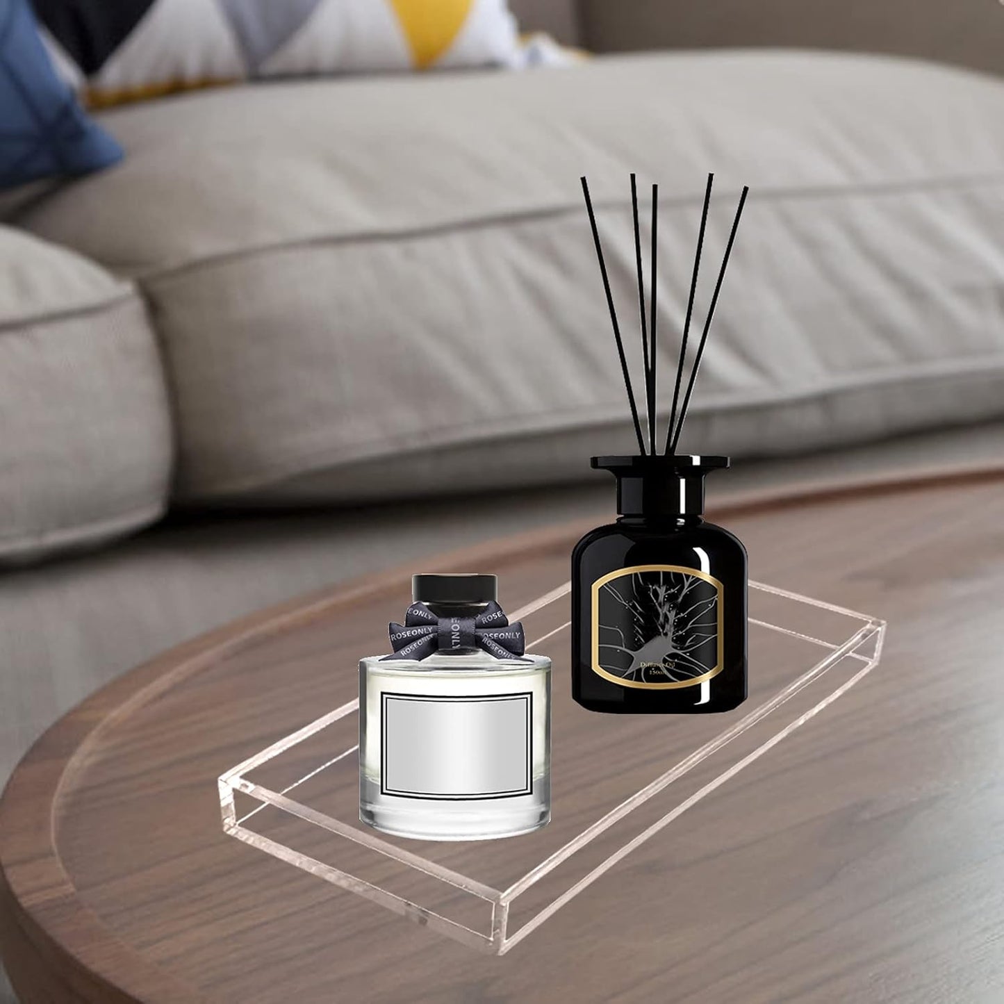 Bigfety Acrylic Vanity Tray for Organizing, Clear Bathroom Trays for Counter, Desk, Dresser