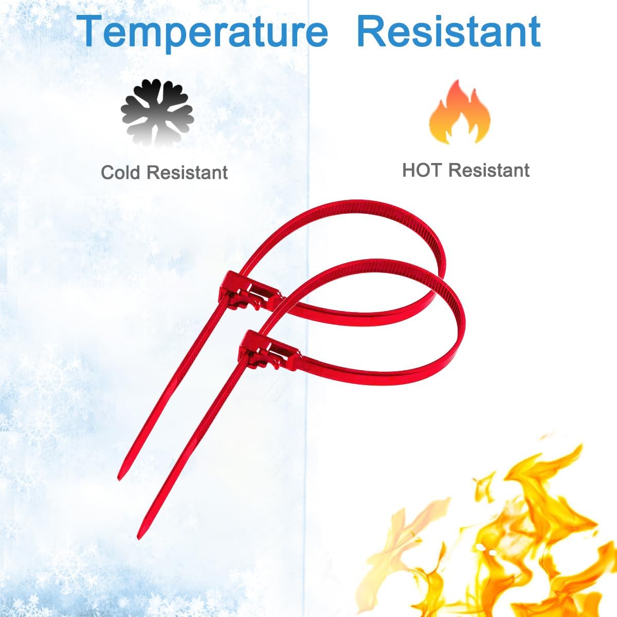 Reusable Cable Ties 6 Inch 100 PCS Red Heavy Duty, Releasable Adjustable Nylon Zip Ties with 36lbs Tensile Strength for Indoor and Outdoor Multipurpose Use