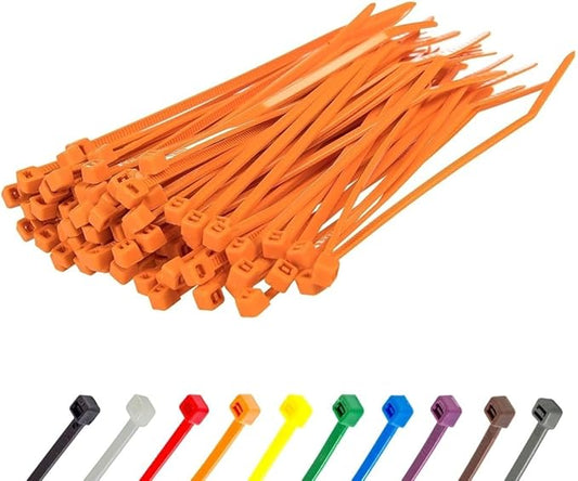 GTSE 4 Inch Orange Zip Ties, 100 Pack, 18lb Strength, UV Resistant Nylon Small Cable Ties, Self-Locking 4" Tie Wraps