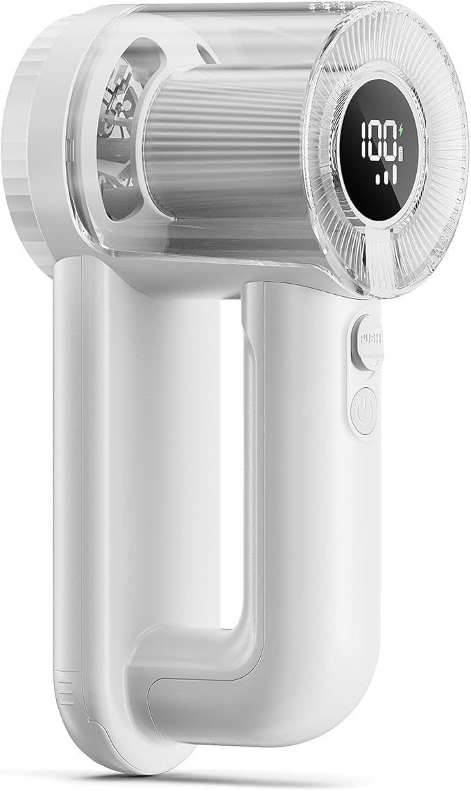 Rechargeable Fabric Shaver, 2-in-1 Lint Remover for Clothing, Furniture, Sweater with 6-Blade, 200ml Container, LED Display, 2000mAh USB-C, 3-Speed Lint Shaver Eliminates Fuzz & Pilling