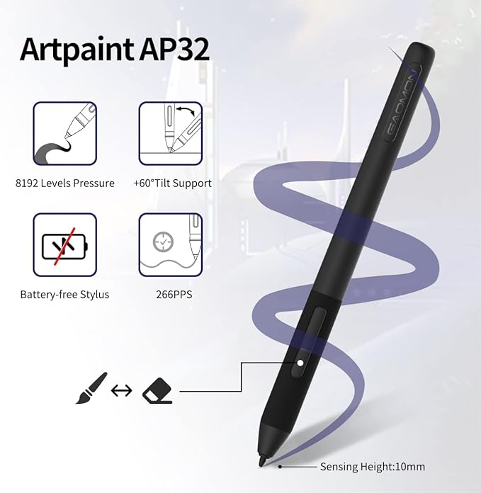 GAOMON PD2200 Drawing Tablet with Screen, Full-Laminated Digital Art Tablet with 8 Touch Buttons, Battery-Free Stylus, Tilt, 130% sRGB, 21.5 inch Graphics Tablet with Stand for Mac, Windows PC