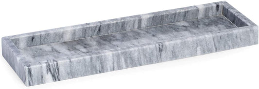 Bey-Berk Marble Bathroom Tray 14.25" x 4" x 1" (LxWxH) Polished Marble Tray for Bath, Kitchen and Bedroom, Stone Vanity Tray for Organization and Display, Handcrafted - Grey