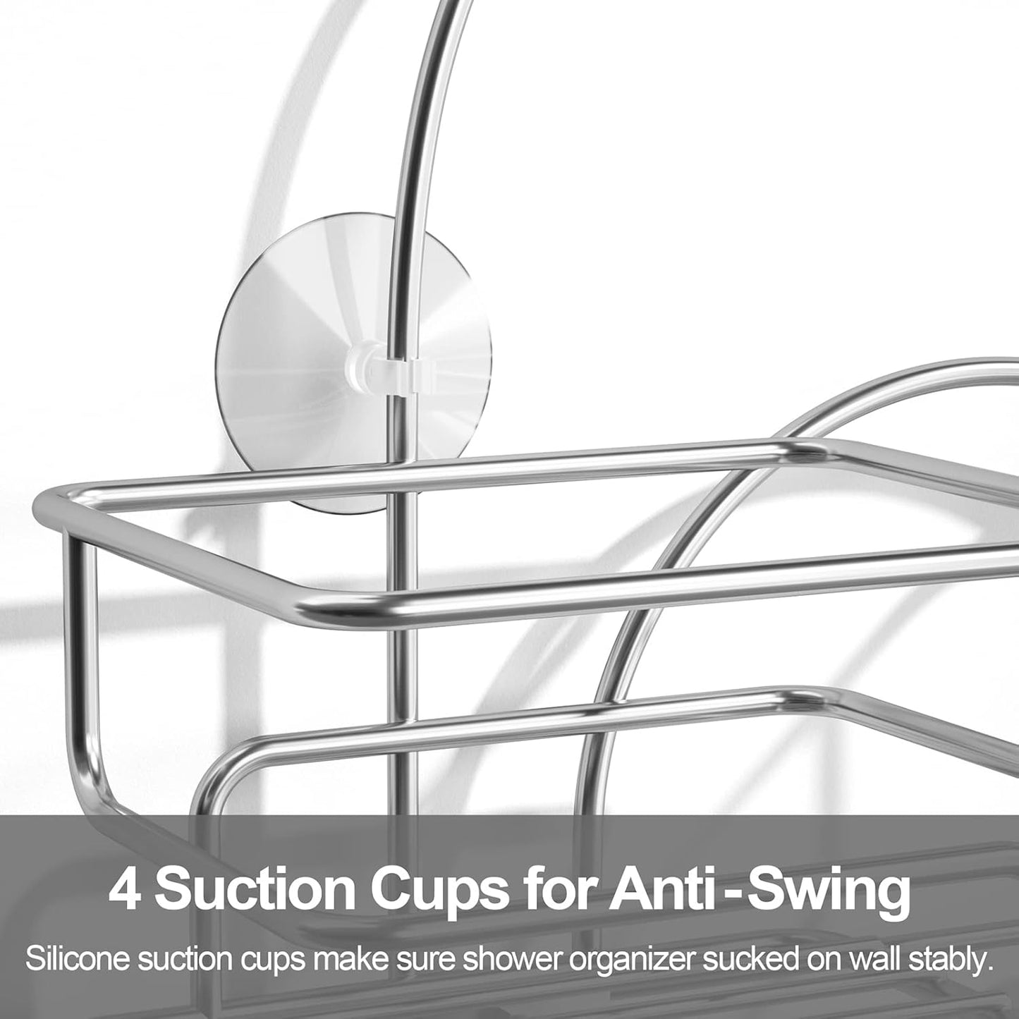 SRIWATANA Shower Caddy Organizer Hanging Over Head, Bathroom Shower Rack Hanger with Hooks for Razors - Chrome