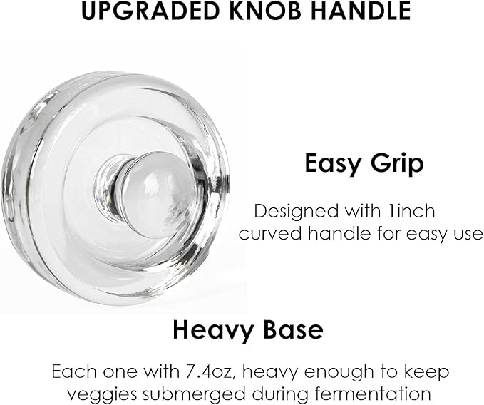 JILLMO Fermentation Kit for Wide Mouth Mason Jars – 4 Pack Fermentation Lids with Airlocks and Glass Weights, Easy Fermenting Set (Jars Not Included)