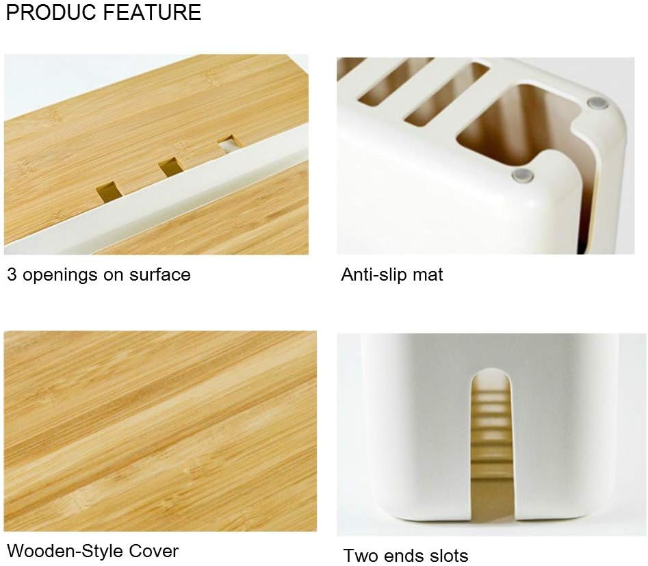 Cable Management Box| Power Stripe Organizer|Cord Organizer Box| Hide and Conceal Power Strips and Electrical Cords from TVs, Computers, and Desks| Keep Pets Safe (White Large)