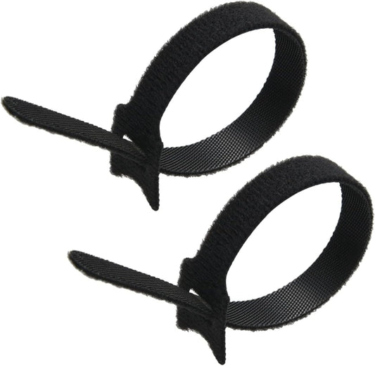 8" (100-Pack) Reusable Hook and Loop Self Gripping Black Fastening Cable Ties - Multipurpose Microfiber Cloth Cable Organizer Ties