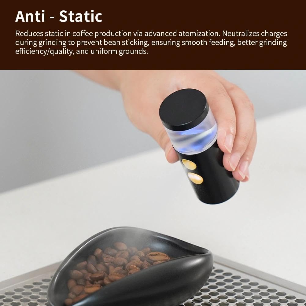 watchget 20ml Cylindrical Coffee Bean Atomizer Rdt Sprayer for Reducing Coffee Powder Static, Portable Electric Nano-Atomizer Rechargeable Espresso Sprayer, Black