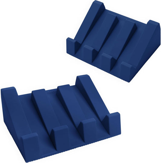 Silicone Soap Dish (USA Patented) Self Draining Bar Soap Holder for Shower Bathroom Sink, Drying Soap Dish Tray Kitchen Sponge Holder Easy Cleaning Soap Saver Mat (Midnight Navy, 2)