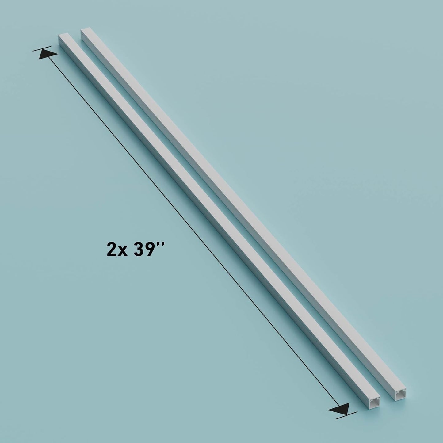 D-Line 6.56ft Cable Raceway, Self Adhesive Cord Cover, Hide Surface Wires, Paintable - 2X 0.63in (W) x 0.63in (H) x 39in Lengths - White