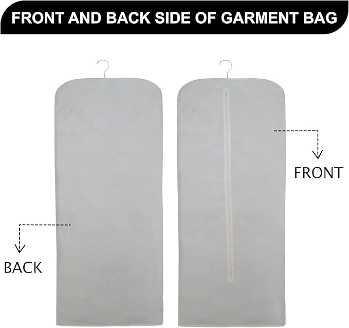 100% Cotton Garment Bag | Long | Breathable Garment Bags for Hanging Clothes | Garment Storage Bag for Long Dresses & Coats Storage | Pack of 1 (62 Inch)