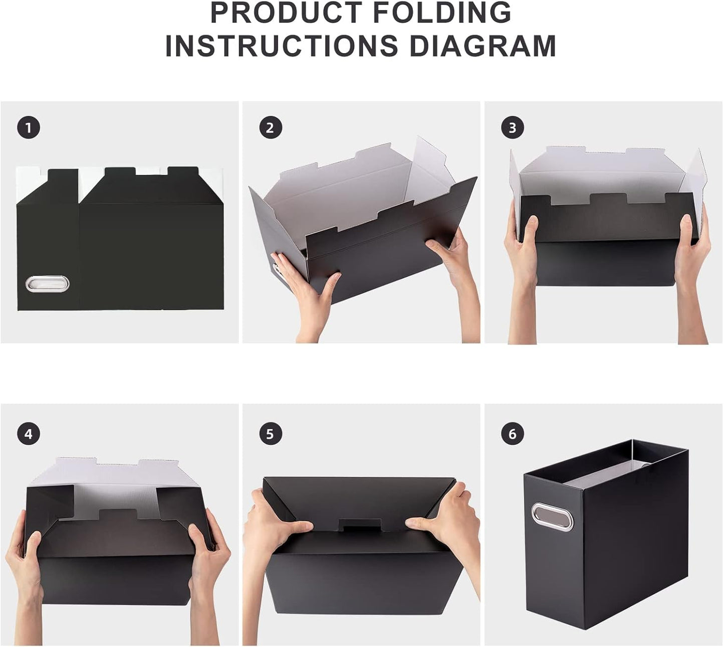 Oterri Cardboard File Organizer Box for Hanging File Folders Letter Size,File Box for Computer Desk,File Cabinet,Working Home,Office,Classroom(Black, Letter Size - 6 Packs)