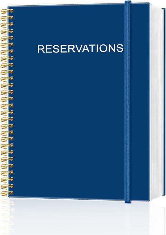 Reservation Book for Restaurant, Table Reservations, Spiral bound Restaurant Dinner Reservations 365 Days 384 Pages, 8.5” x 11'' Blue