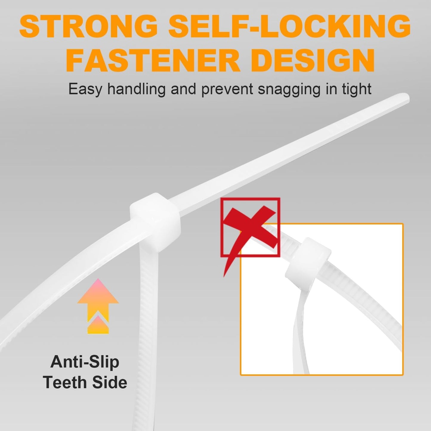 Zip Ties, RAZCC 1200pcs Cable Zip Ties 12 Inch, Heavy Duty White Plastic Wire Ties with 50lb Tensile Strength, Self-Locking Nylon Cable Ties, Wire Management for Indoor and Outdoor