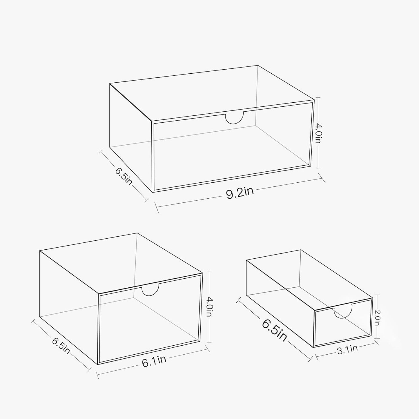 Makeup Drawer Organizer, Desk Drawer Organizer With 4 Drawers, 3 Different Sizes, Suitable For Office Desk, Bathroom, Bedroom, Jewelry, Stationery, Handicraft Storage And Organization, clear