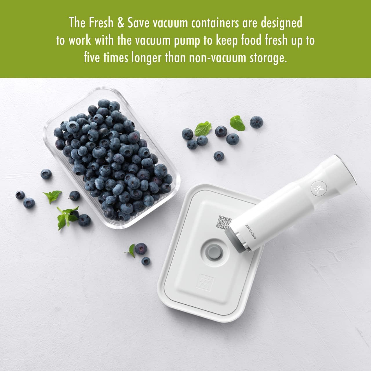 ZWILLING Fresh & Save 2-Piece Small Glass Vacuum Sealer Food Storage Containers with Airtight Lids