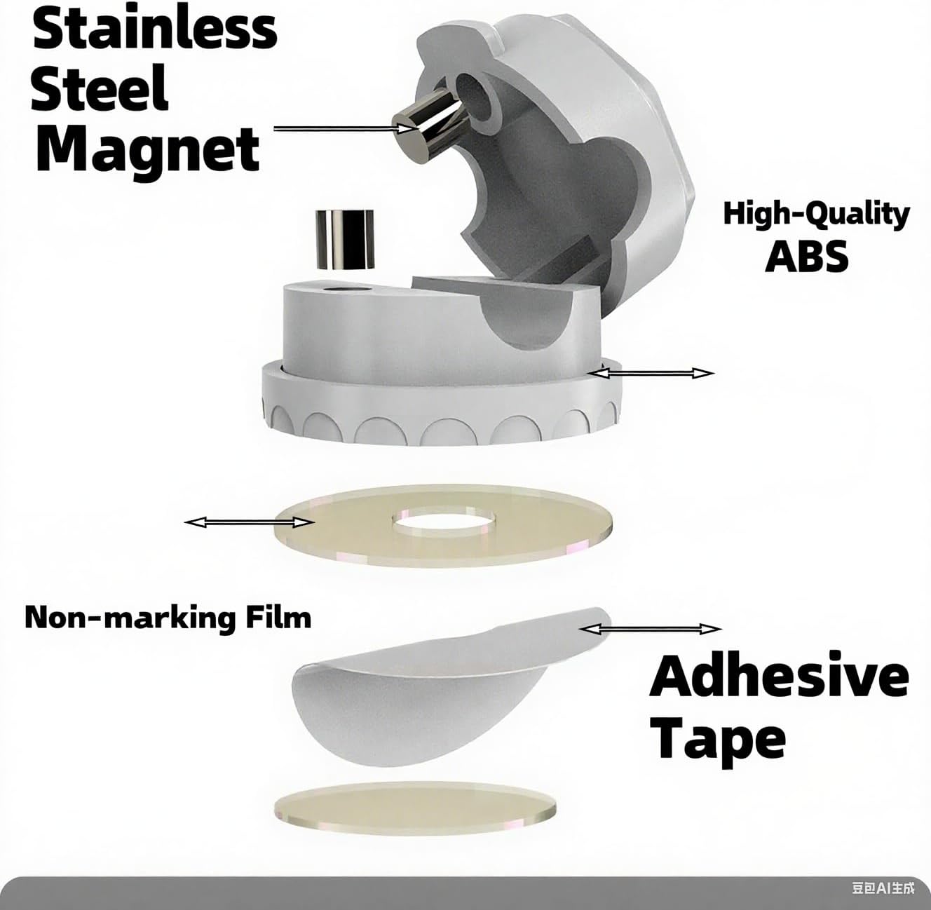 6 Pack Magnetic Cord Clips, 360° Rotatable Adjustable Cable Organizer, Strong Adhesive Wire Holders for Desk, Wall, Car, Nightstand, Home Office & Under Desk Cable Managemen