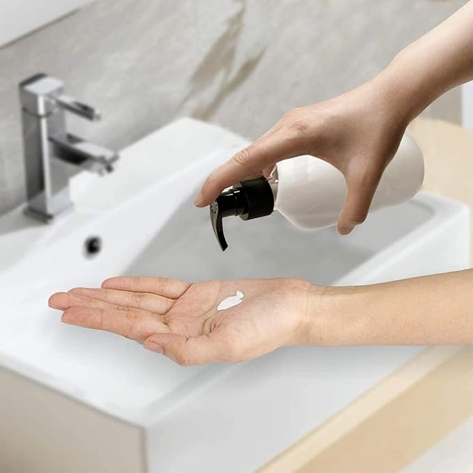 10 Ounce Clear Plastic Pump Bottle Dispenser, Refillable Empty Bottle Container with Pump for Essential Oil Soap Lotion Shampoo, 2 Pcs