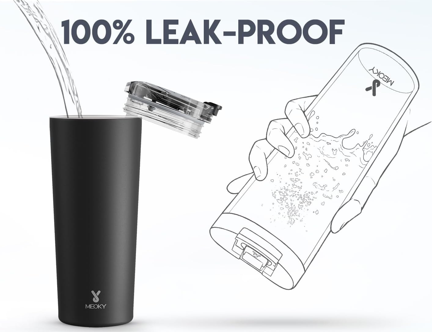 Meoky 24 oz Travel Coffee Mug with Leak-proof Lid, Stainless Steel Insulated Coffee Tumbler, Keeps Hot for 8 Hours or Cold for 24 Hours, Fits in Car Cup Holder (Night)