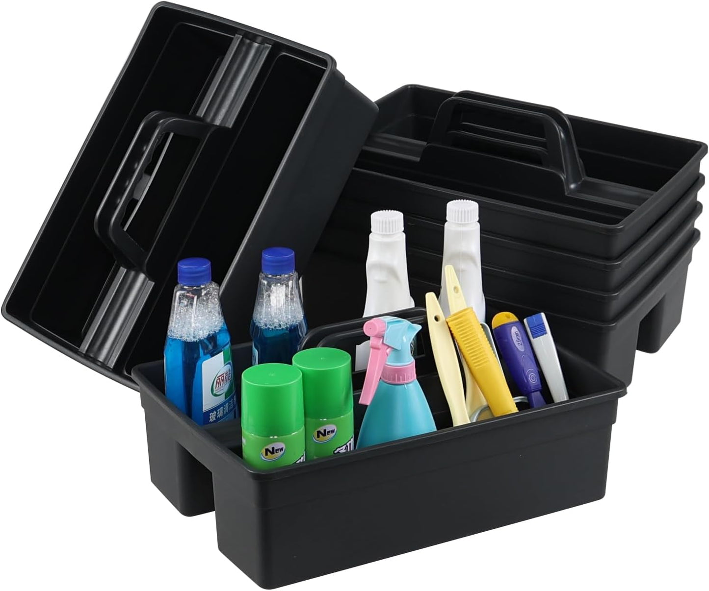 6-Pack Plastic Cleaning Caddy Organizer with Handle, Carry Caddy for Cleaning Products