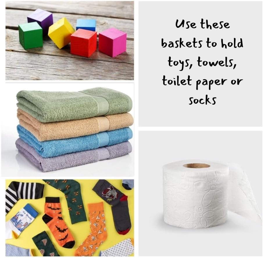 Shelf Basket, Organizing, Home Decor, Wicker Basket, Small Storage for Towels, Toilet Paper, and Toiletries, Woven, 12" wide, Blue