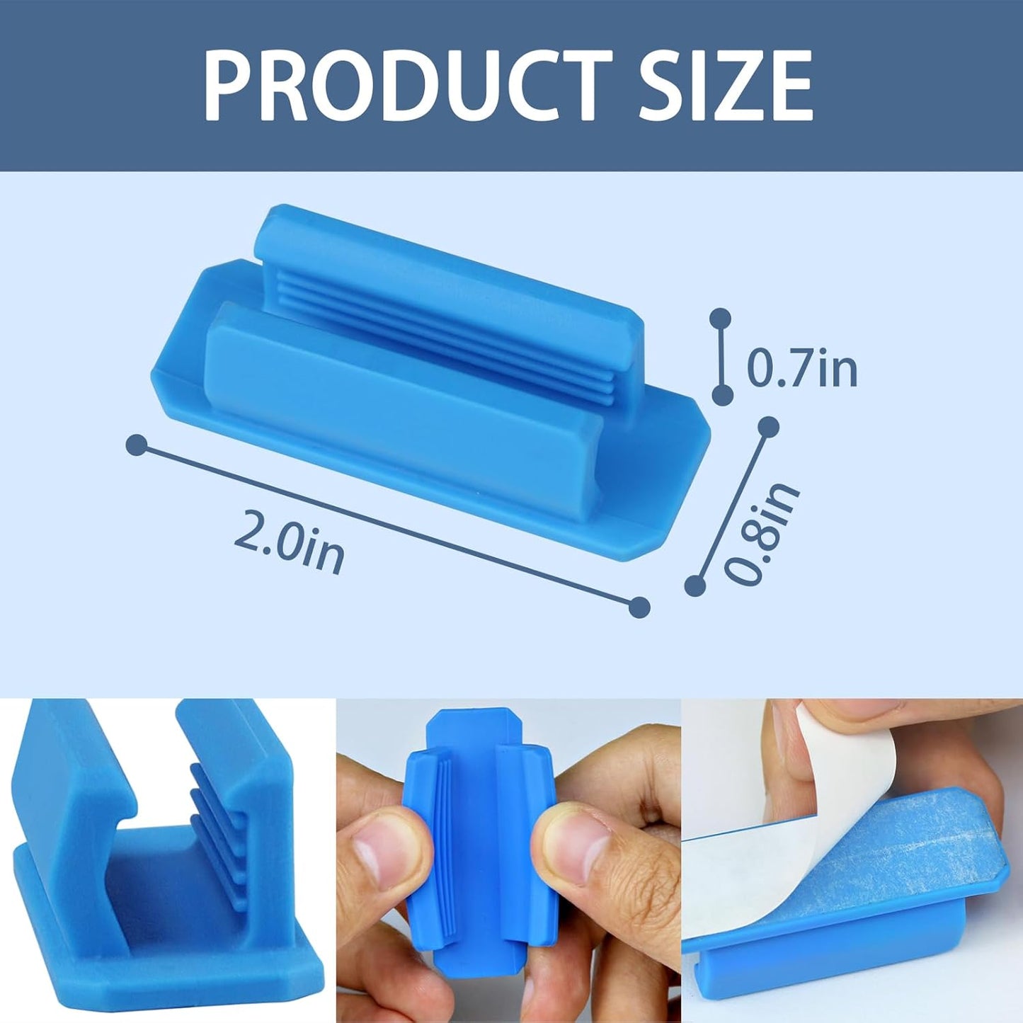 Pencil Holder for Desk Set of 20, Adhesive Pen Holder with 20 Extra Upgraded Stickers, Silicone Pen Holders & Marker Clip for Walls, Clipboards, Classroom, Office, Teacher Accessories Supplies (Blue)