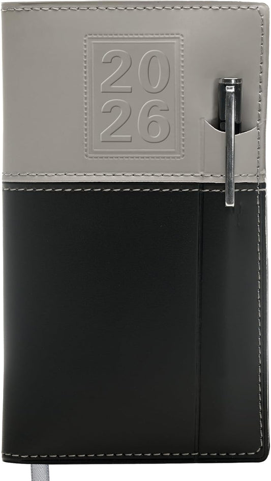2026 Pocket Planner/Pocket Calendar and Pen, 3.5"x6": Includes 14 Months (November 2025 - December 2026) / 2026 Weekly Planner/Weekly Agenda/Monthly Calendar Organizer (Gray/Black)