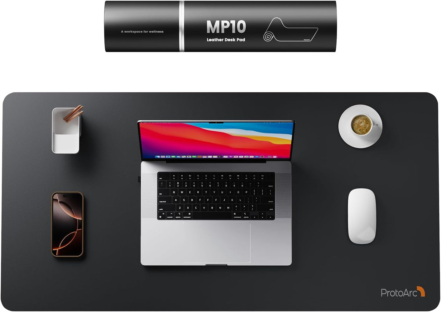 ProtoArc Leather Desk Mat, Large Mouse Pad- 31.5×15.8 inch, Non-Slip PU Leather Desk Pad Protector, Premium Desktop Mat for Computer, Keyboard and Mouse, Black