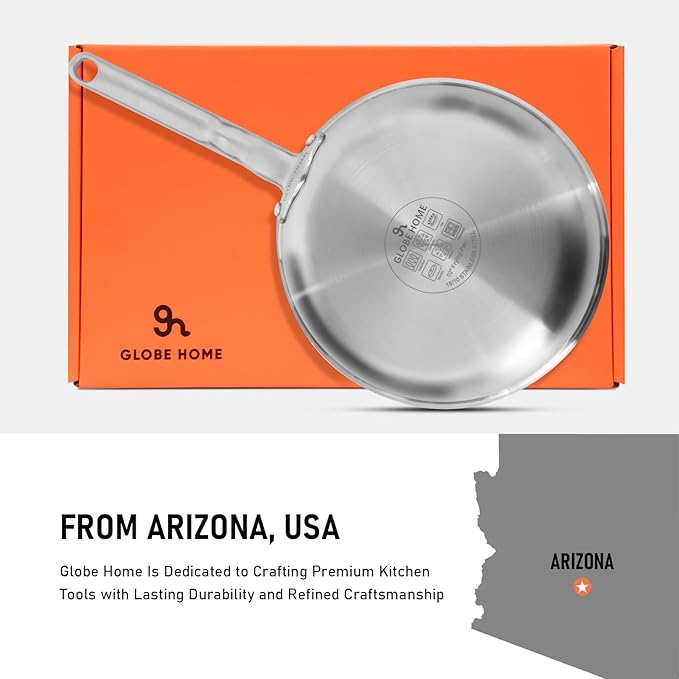 10 Inch Ceramic Non Stick Frying Pans - 5 Ply Stainless Clad Nonstick Skillet, Toxic, PTFE & PFOA FREE, Professional Cookware for Induction, All Stoves and Oven up to 650°F