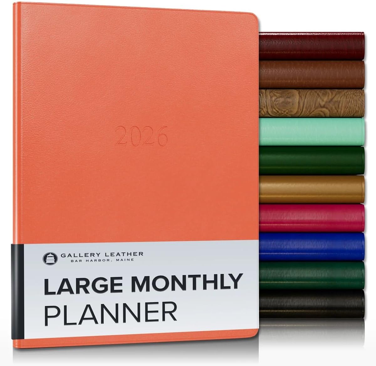 Gallery Leather Large Monthly Planner 2025-2026, Elegantly Bound Calendar Planner and Notebook with Stylish Gold-Gilded Page Edges, 18 Months - Caribbean Sunset - 9.75x7.5"