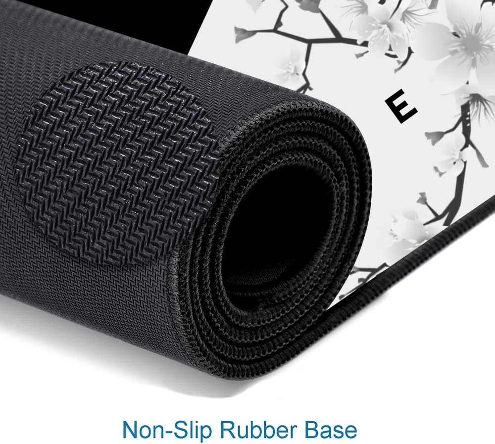 Gaming Mouse Pad, Large Mouse Pads for Desk, Non-Slip Rubber Base Mousepad, Keyboard Mouse Mat Desk Pad with Stitched Edges, 31.5x11.8 inch Sakura Death Life Floral