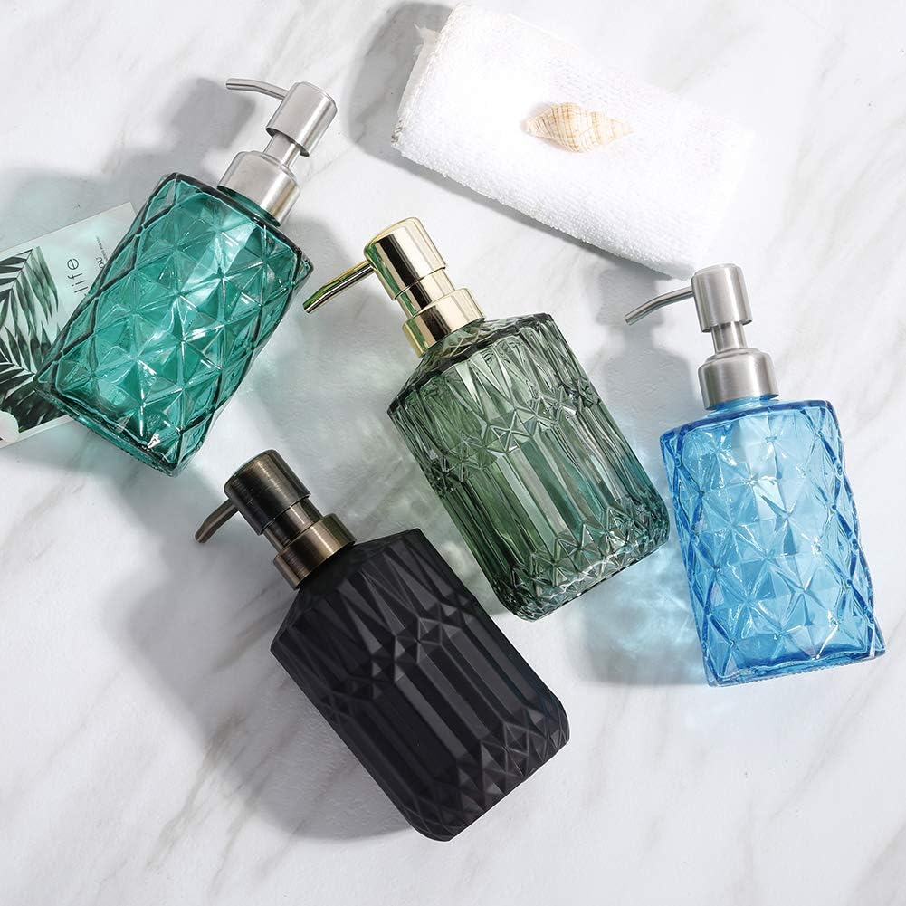 Soap Dispenser with Pump, Refillable Liquid Hand Soap Dish Soap Dispensers for Bathroom Counter, Kitchen Sink (Black)