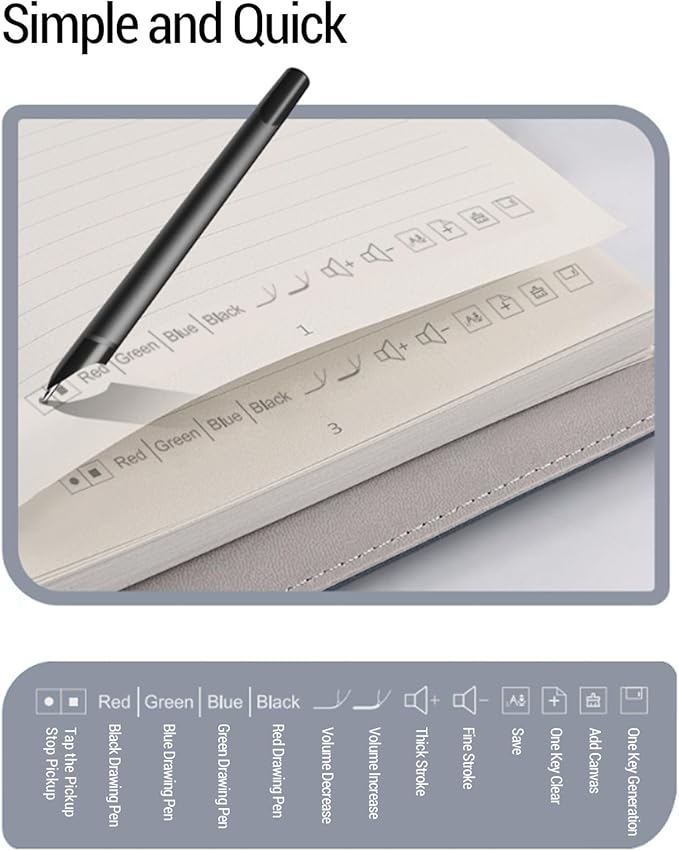 Digital Smart Pen and Notebook, Real Time Sync for Digitizing, Convert to Text, Offline Storage, Sharing Paper Notes, Smartpen Writing Set for Phones, Tablets, Study Notes (Black)