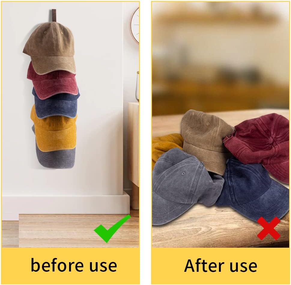 3 Pcs Hat Rack for Baseball Caps, Wall Mounted Wooden Hat Storage Organizer Hanger, Wall Vertical Hat Holder Caps Display Rack for Closet Door Bedroom Living Room Entryroom Laundry (Brown Wood)