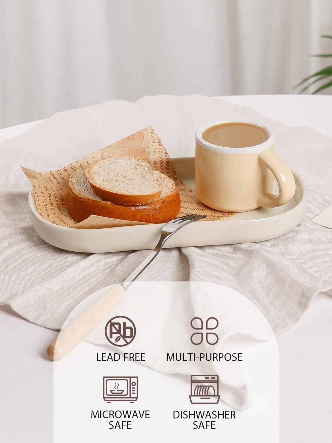 INGOFIN 7" Ceramic Bathroom Vanity Tray - Bathroom Organizer Countertop Tray for Perfume, Jewelry, Candles, Small Kitchen Counter Soap Tray, Decorative for Bathroom Vanity and Toilet Tank, Beige