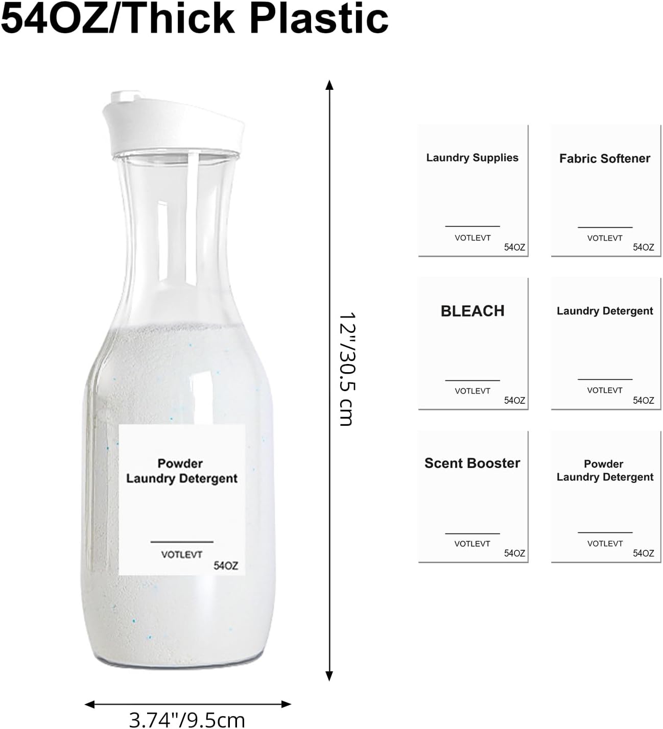 54 OZ Laundry Detergent Dispenser, Laundry Soap Dispenser, Liquid Laundry Detergent Container and Organizer, Clear Plastic Fabric Softener and Laundry Powder Dispenser for Laundry Room, 3Pack