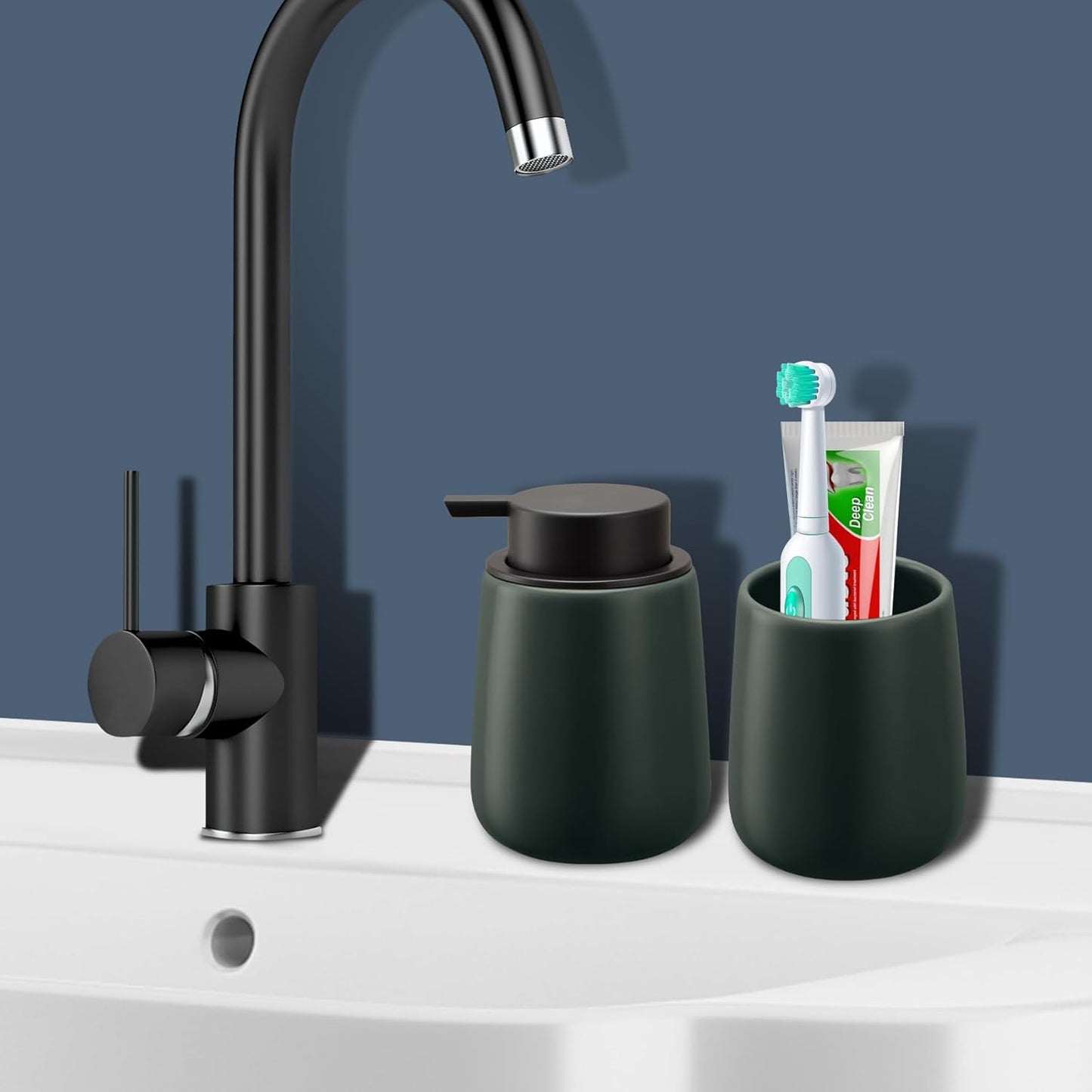 Soap Foaming Dispenser Ceramic with Easy-to-Press Pump Hand Foam Dispenser for Shampoo Bathroom Kitchen 12 oz