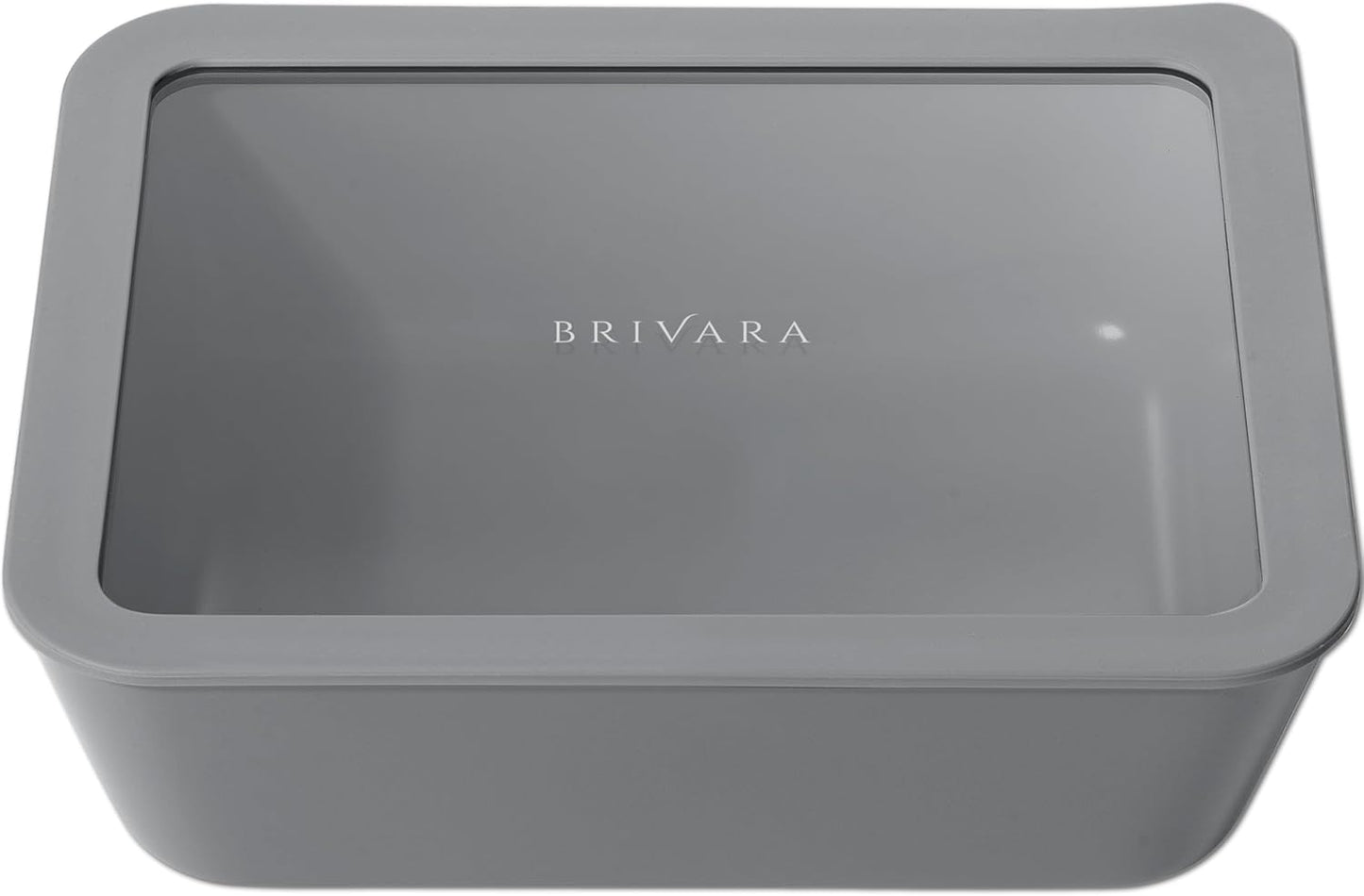 Ceramic Coated Glass Food Storage Container | No PTFE, PFOA, PFAS, and BPA | Reusable Non Toxic Meal Prep Container with Glass Lid | Easy To Store | 11 Cup Rectangle [Smoke]