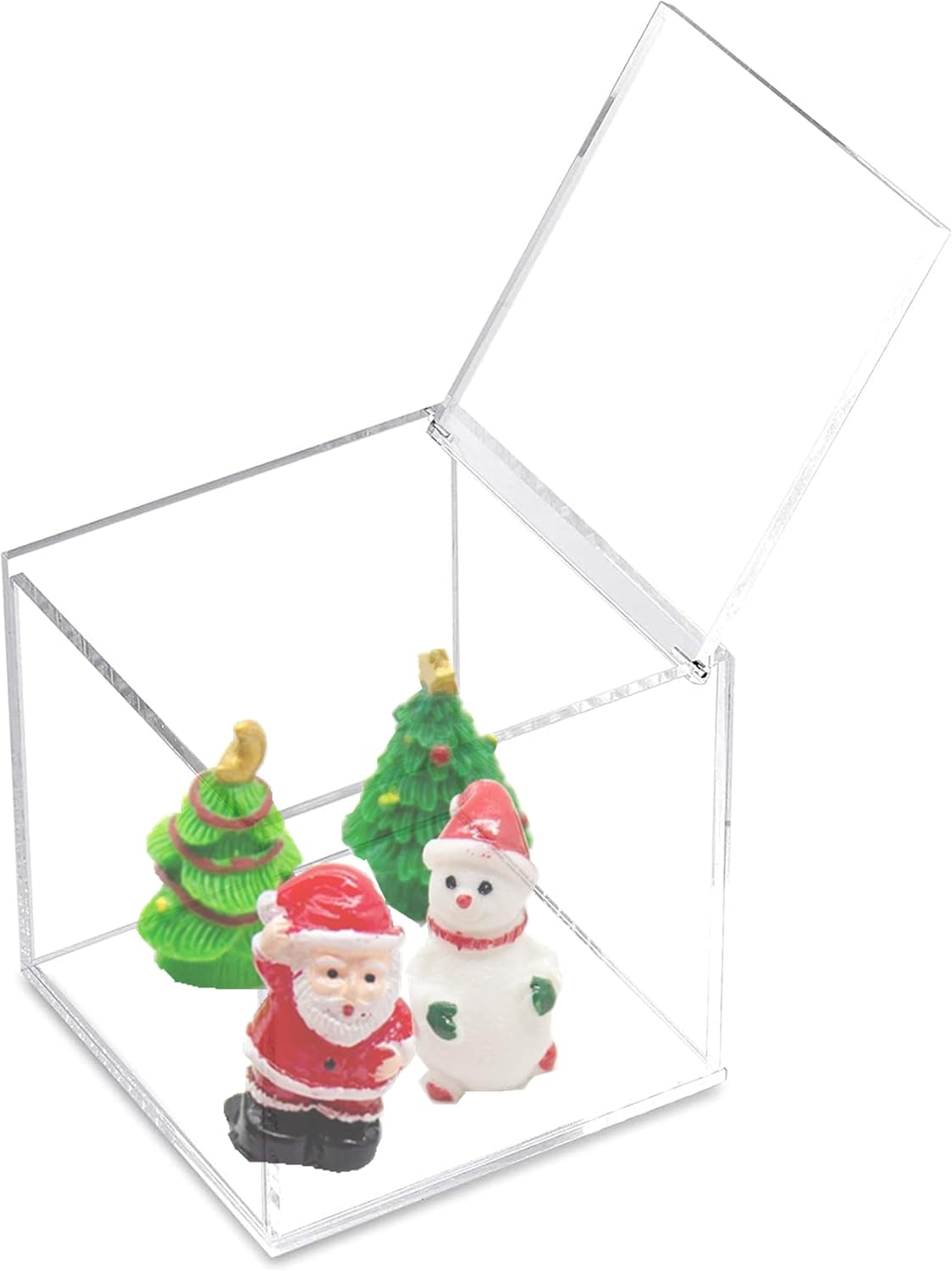 KissYou Acrylic Hinged Lid Box Plastic Display Box with Lid Small Multipurpose Storage Box for Keepsakes, Jewelry，Candy Acrylic Square Cube