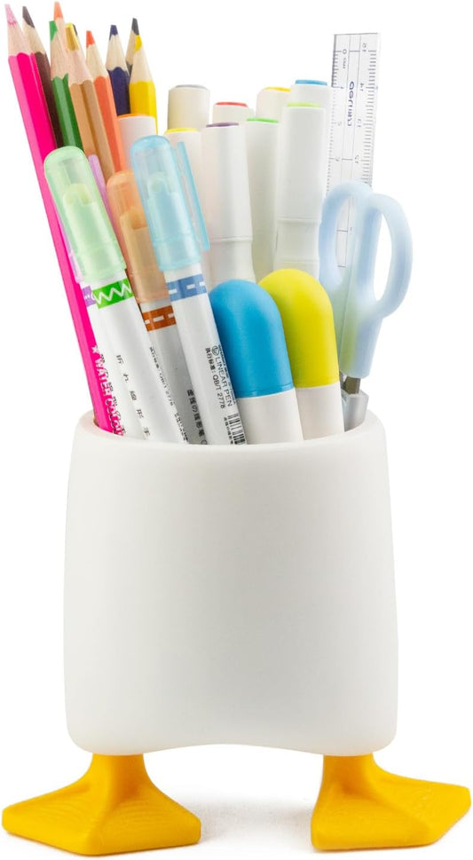Creative Cute Duck Pen Pencil Holder, Multifunctional Stationery Pen Holder Makeup Brush Holder Kitchen Storage Cup